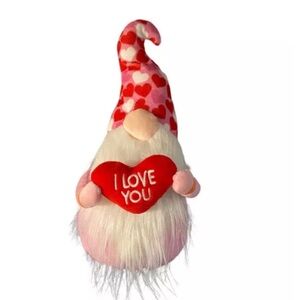 Plush Pink Red Gnome Soft Stuffed Toy 15” Decor Hearts I Love You MTY Valentines
